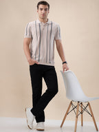 Beige Striped Polo