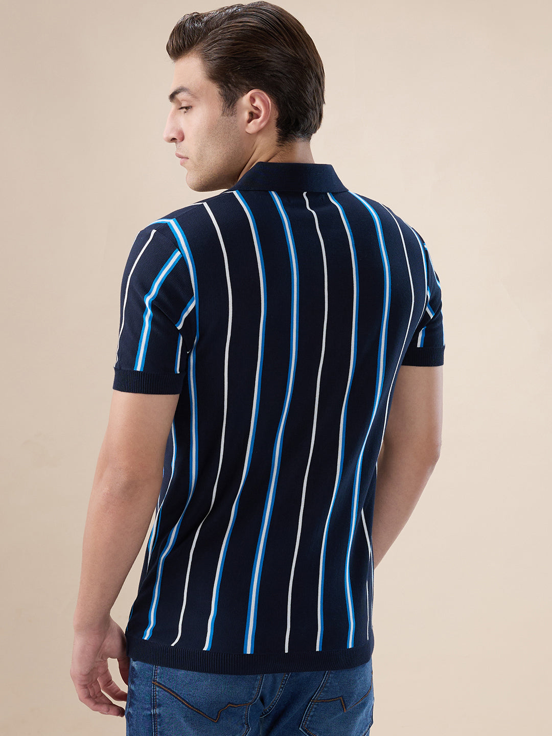 Navy Striped Polo