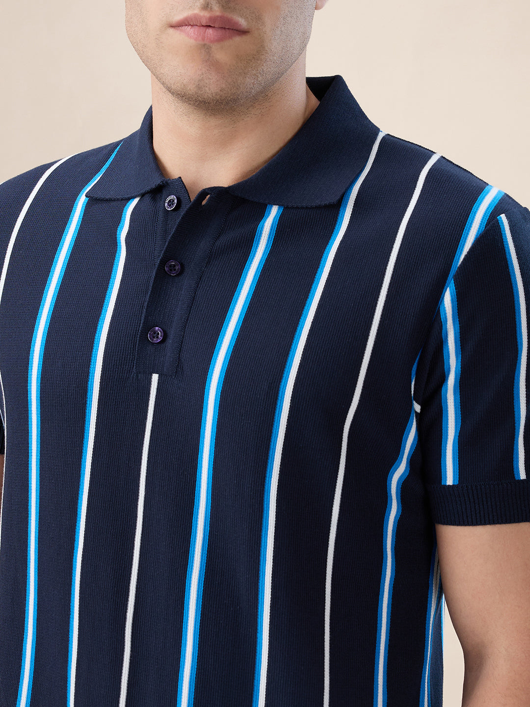 Navy Striped Polo