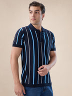 Navy Striped Polo