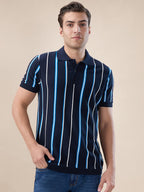 Navy Striped Polo