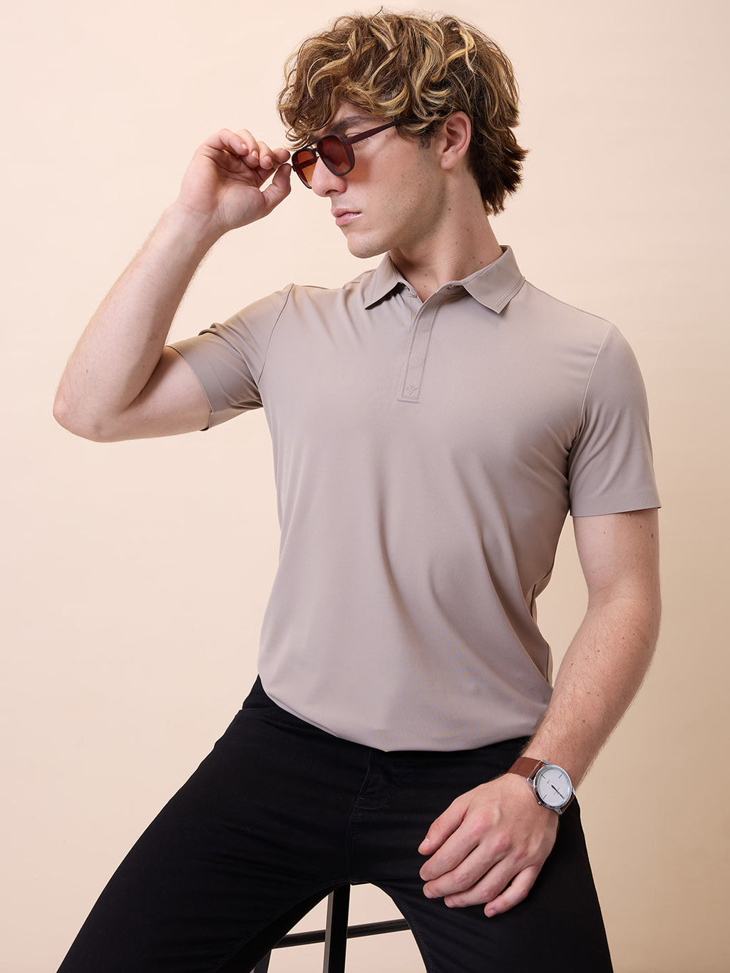 Men's Premium Solid Polo Collar Half Sleeves Regular Fit T-shirt