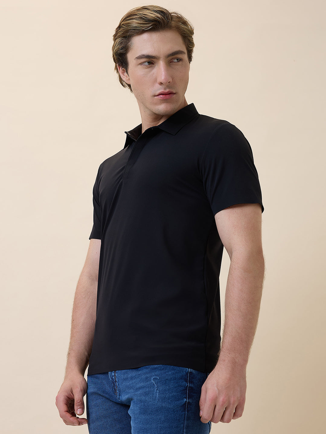 Men's Premium Solid Polo Collar Half Sleeves Regular Fit T-shirt Secondary image