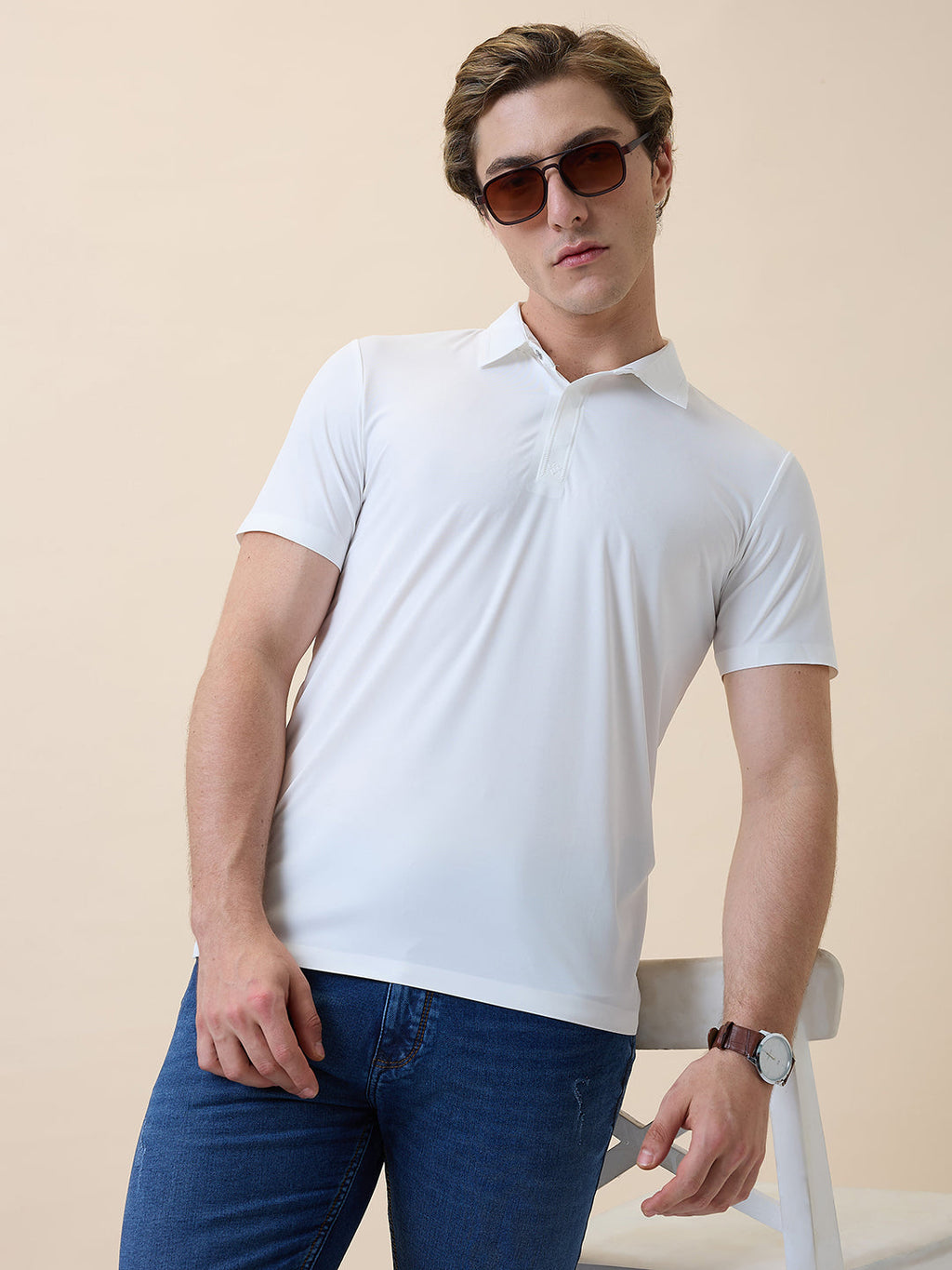 Men's Premium Solid Polo Collar Half Sleeves Regular Fit T-shirt
