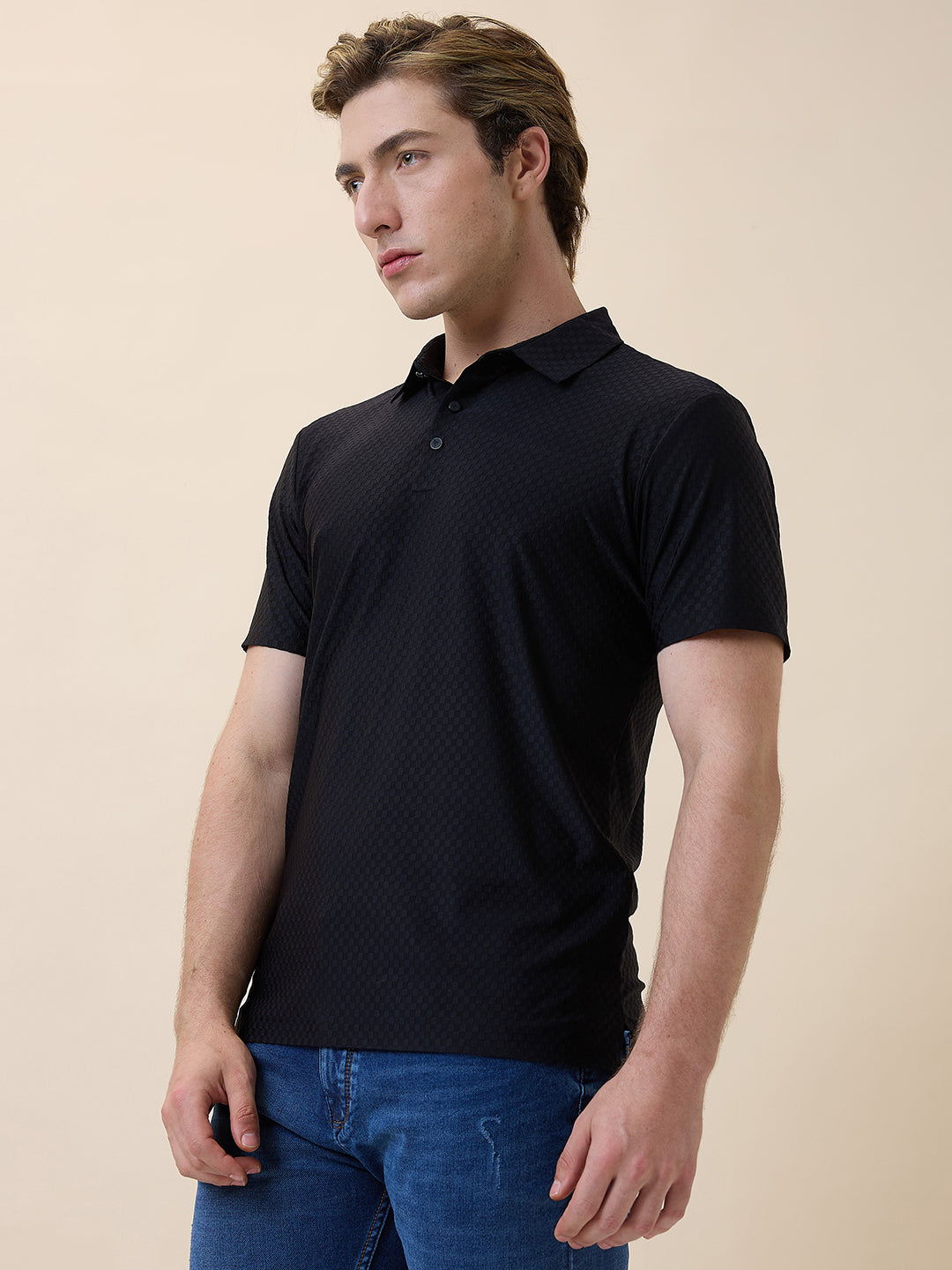 Men's Premium Solid Polo Collar Half Sleeves Regular Fit T-shirt Secondary image