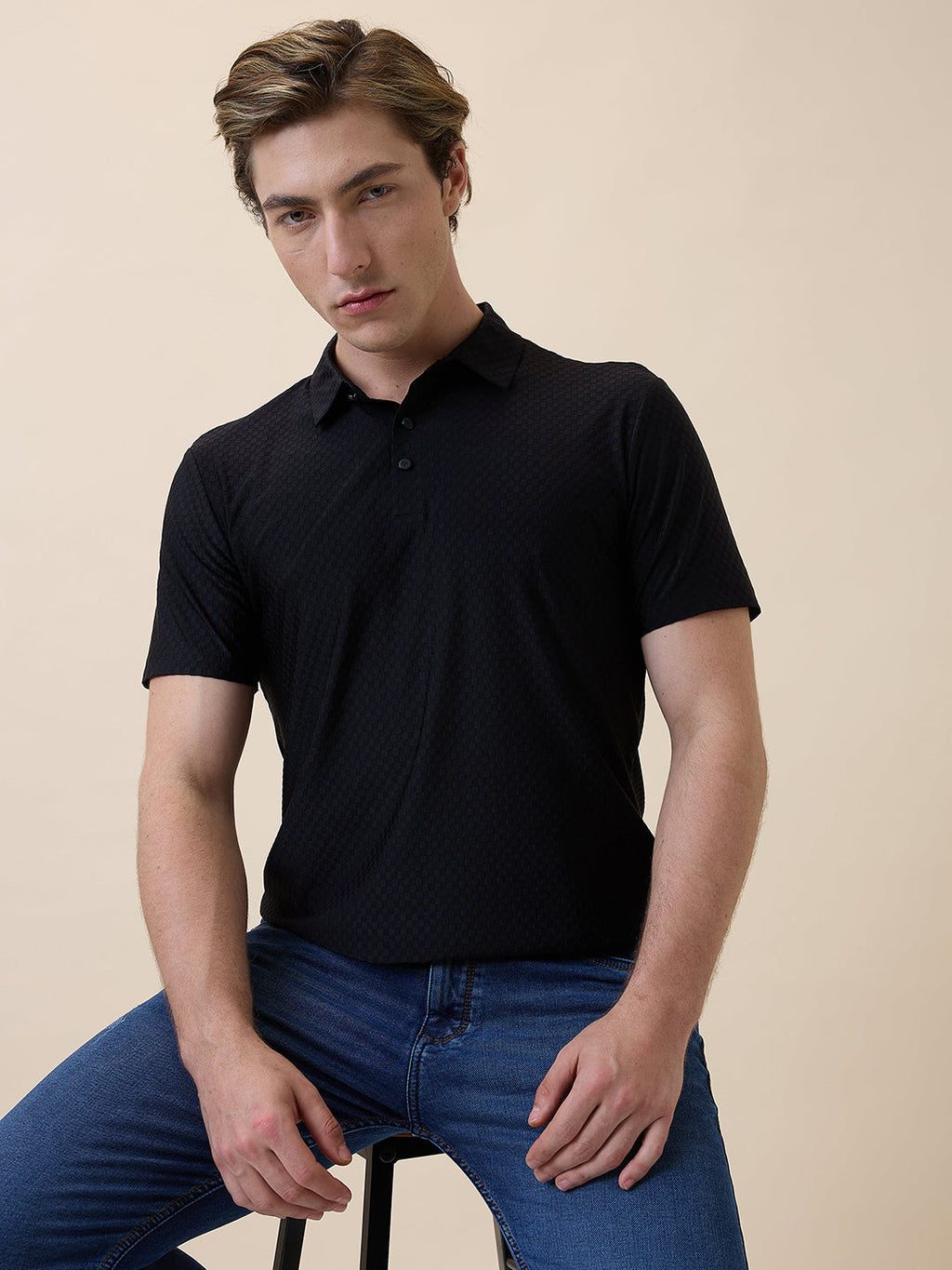 Men's Premium Solid Polo Collar Half Sleeves Regular Fit T-shirt