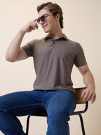 Men's Premium Solid Polo Collar Half Sleeves Regular Fit T-shirt