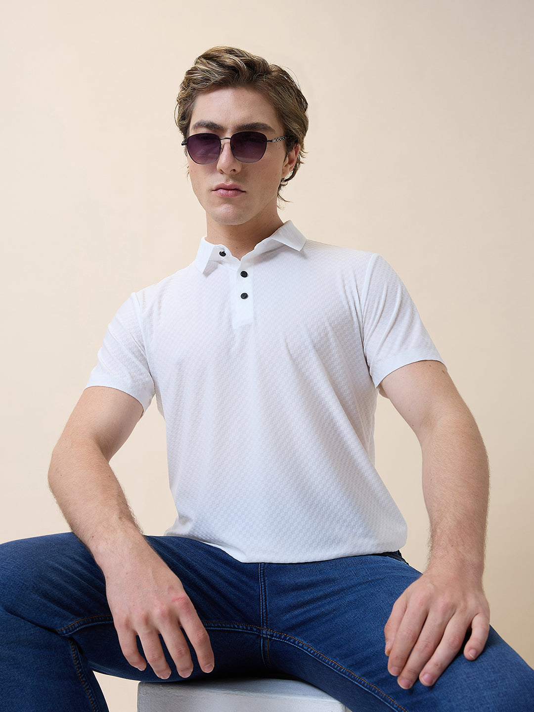 Men's Premium Solid Polo Collar Half Sleeves Regular Fit T-shirt