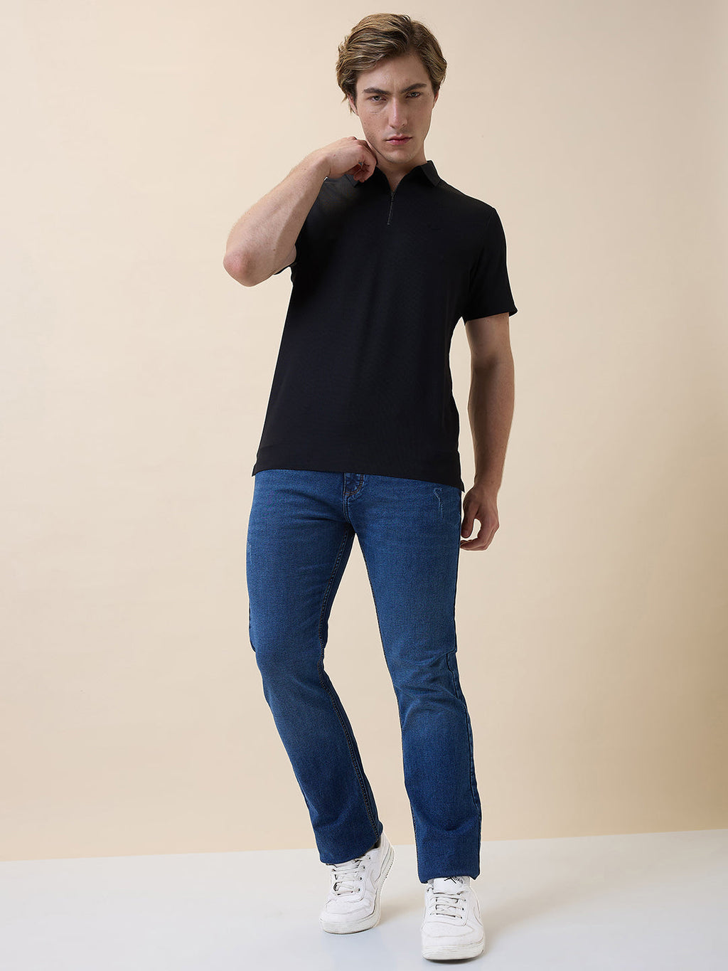 Men's Premium Solid Polo Collar Half Sleeves Regular Fit T-shirt