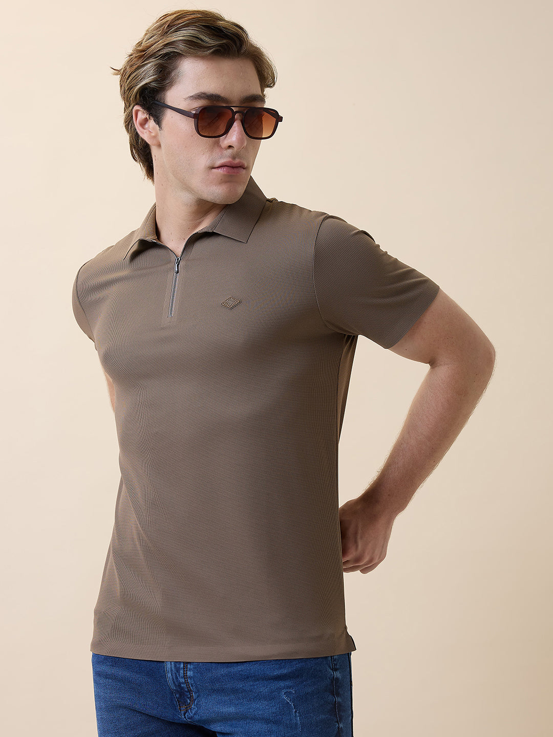 Men's Premium Solid Polo Collar Half Sleeves Regular Fit T-shirt
