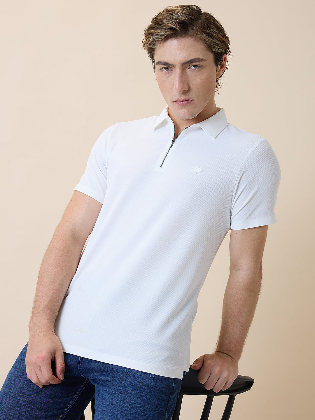 Men's Premium Solid Polo Collar Half Sleeves Regular Fit T-shirt