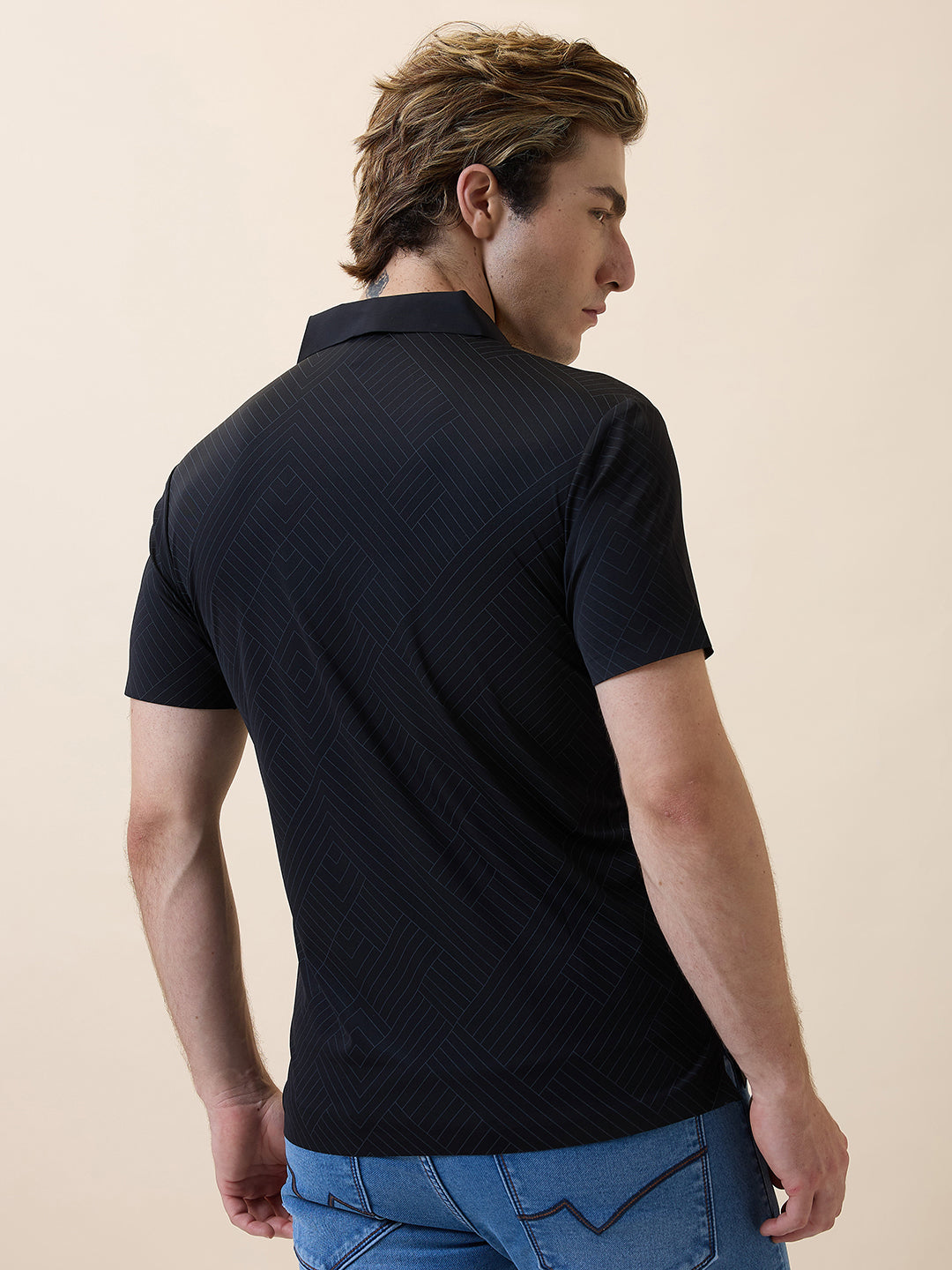 Men's Premium Printed Polo Collar Half Sleeves Regular Fit T-shirt