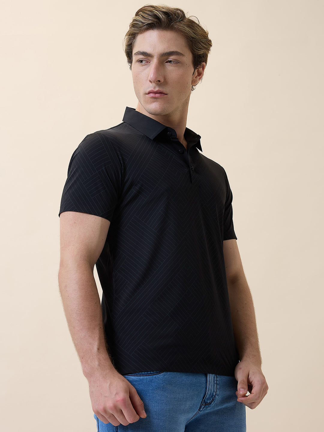 Men's Premium Printed Polo Collar Half Sleeves Regular Fit T-shirt