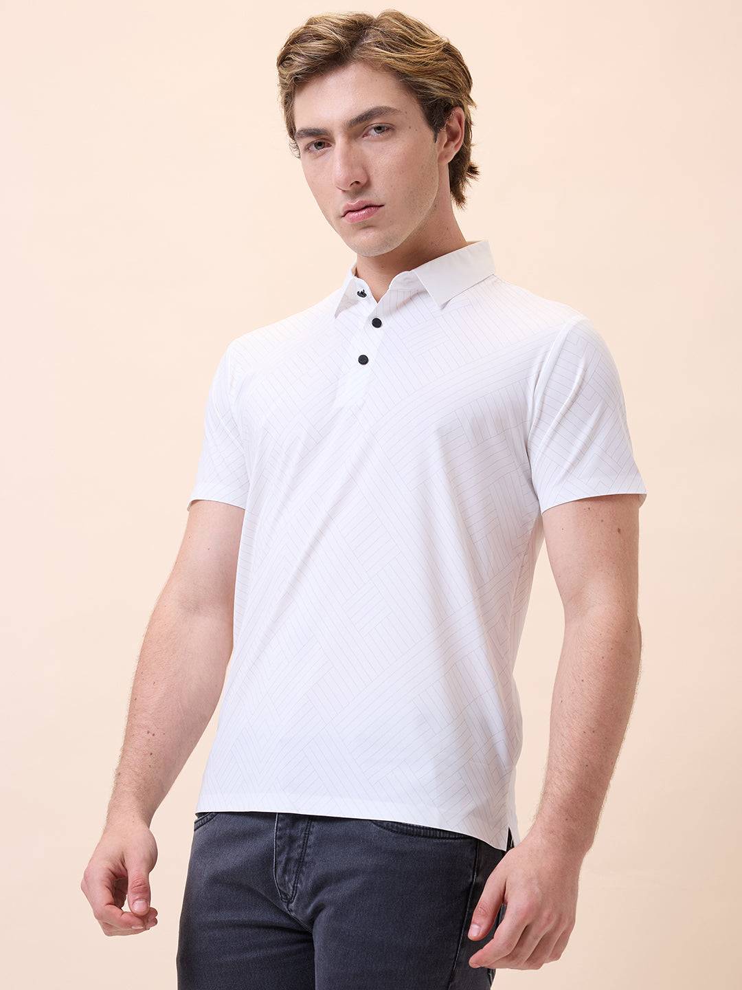 Men's Premium Printed Polo Collar Half Sleeves Regular Fit T-shirt