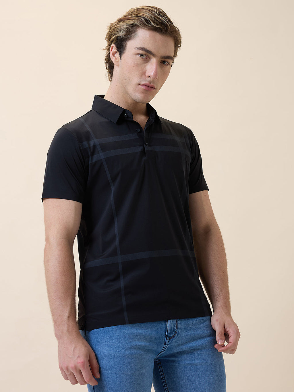 Men's Premium Printed Polo Collar Half Sleeves Regular Fit T-shirt