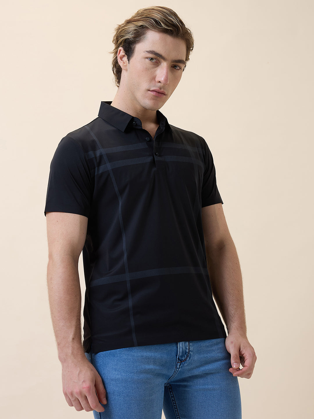 Men's Premium Printed Polo Collar Half Sleeves Regular Fit T-shirt