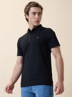 Men's Premium Solid Polo Collar Half Sleeves Regular Fit T-shirt