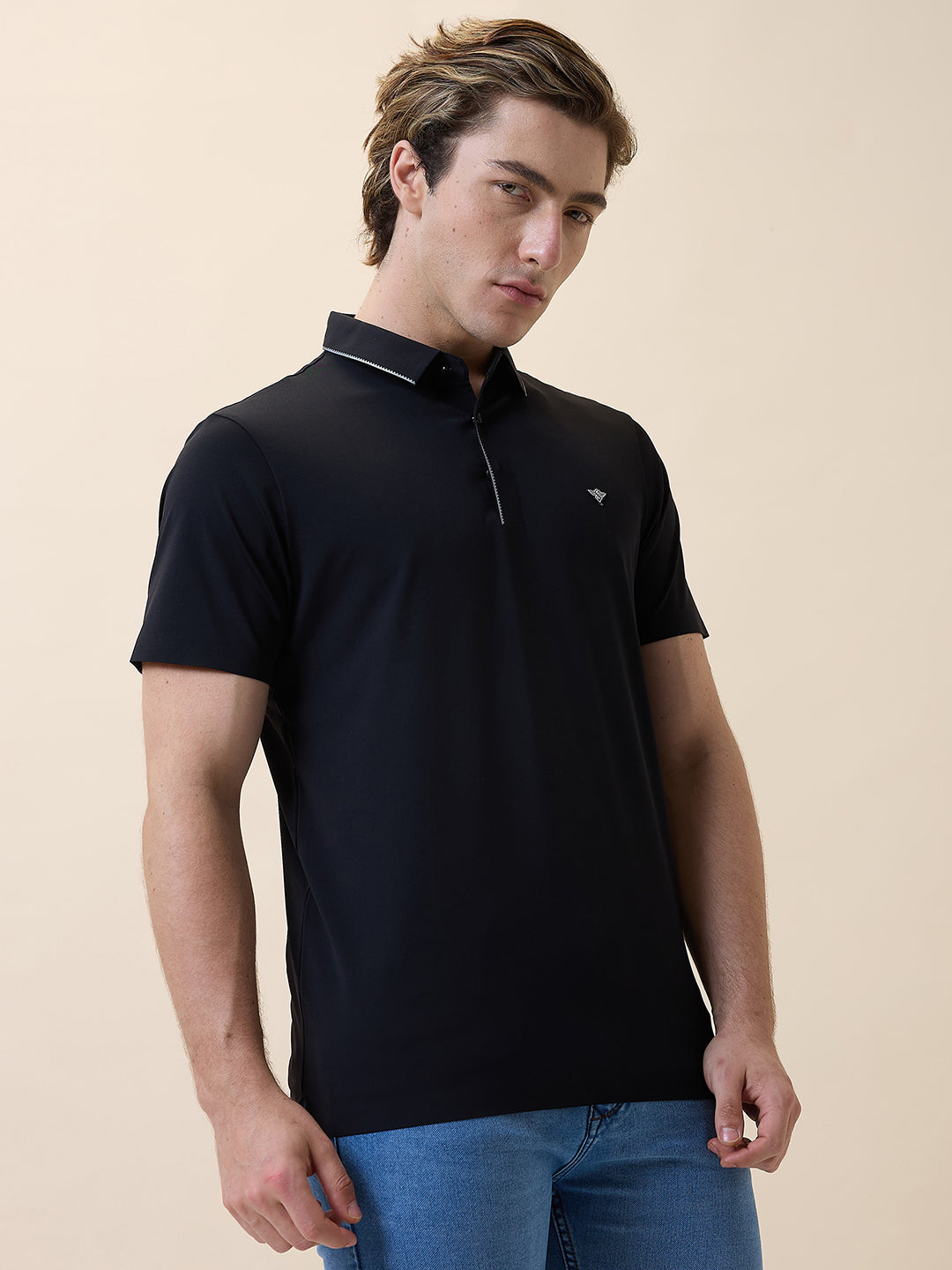 Men's Premium Solid Polo Collar Half Sleeves Regular Fit T-shirt Secondary image