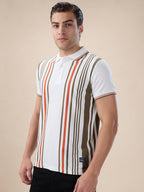 Off White Striped Polo