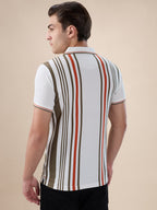Off White Striped Polo