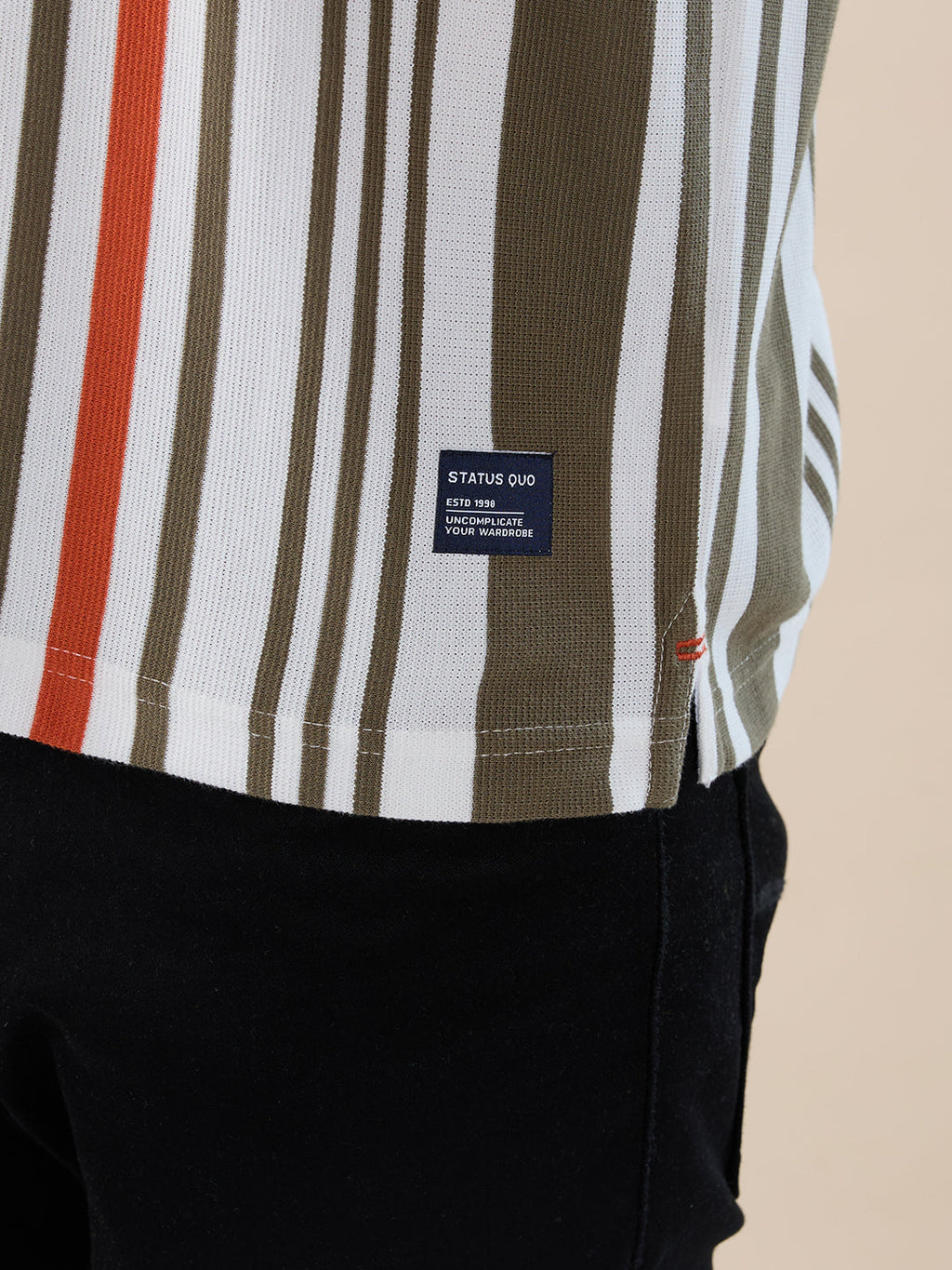 Off White Striped Polo