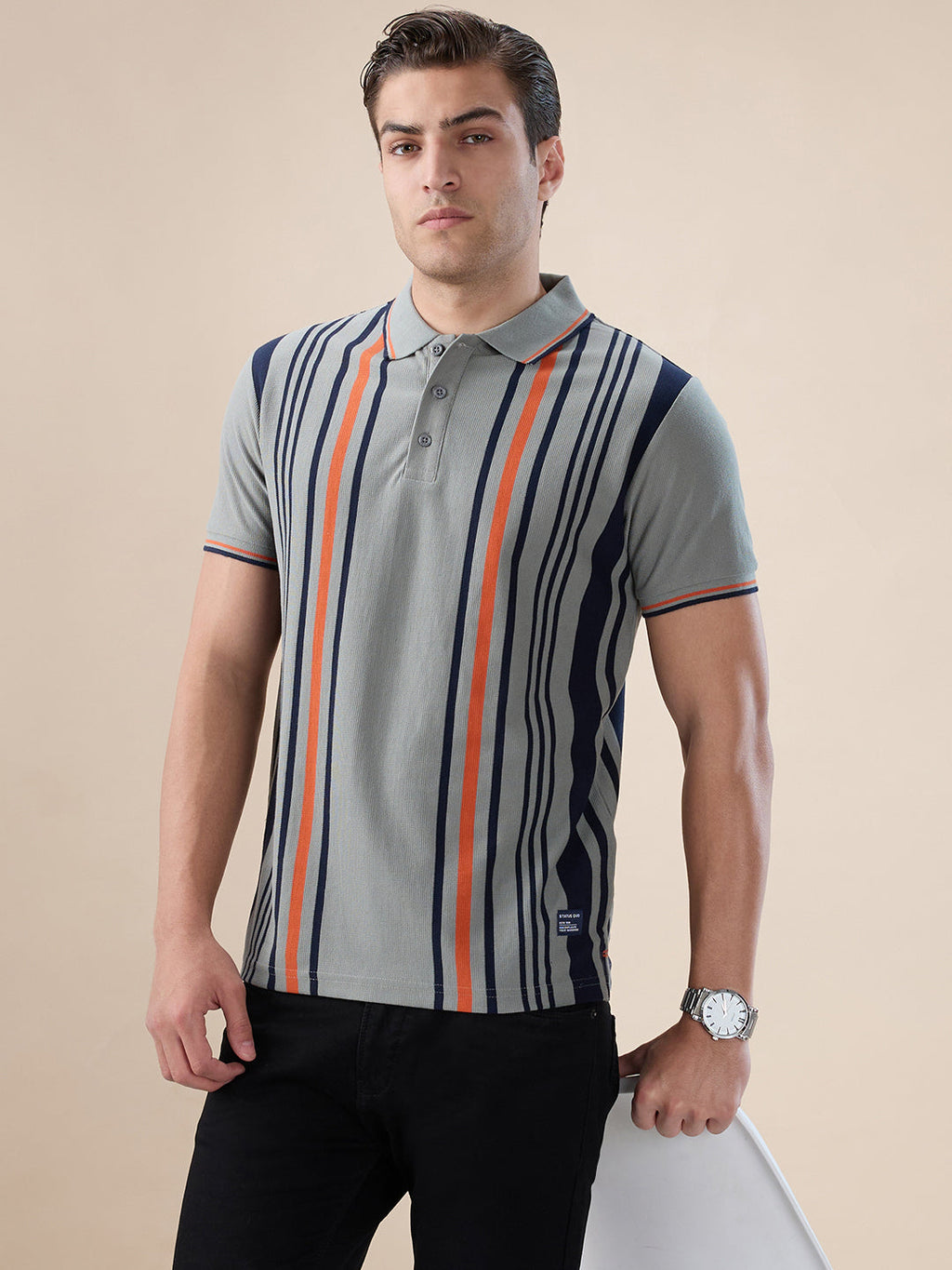 Sage Striped Polo