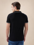 Black Textured Regular Polo