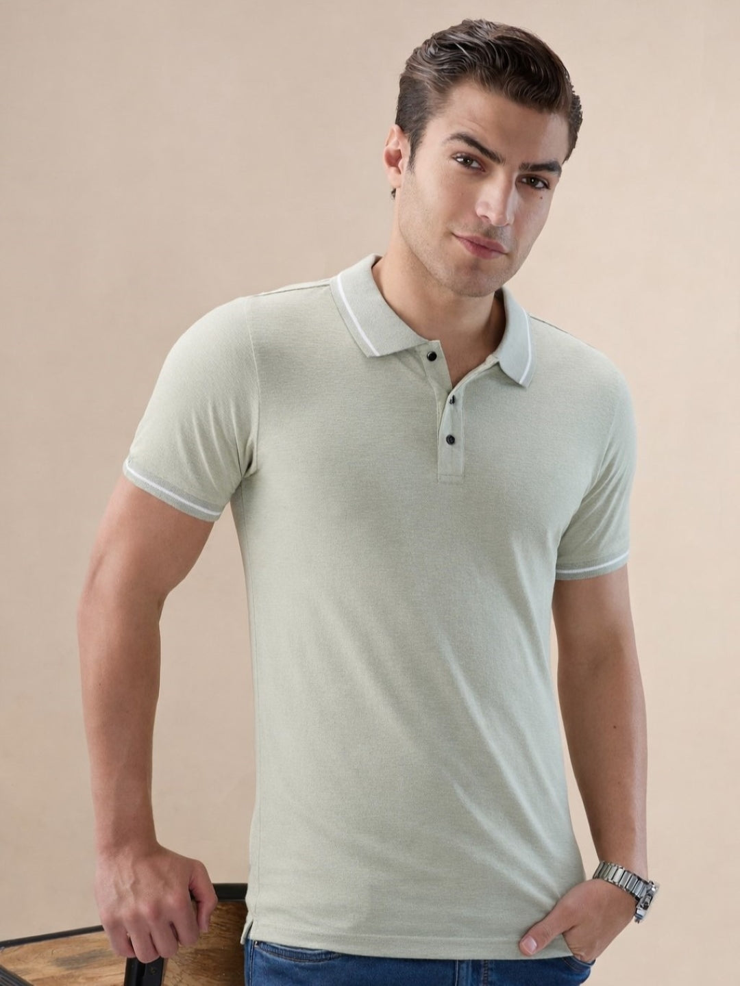 Sage Textured Regular Polo