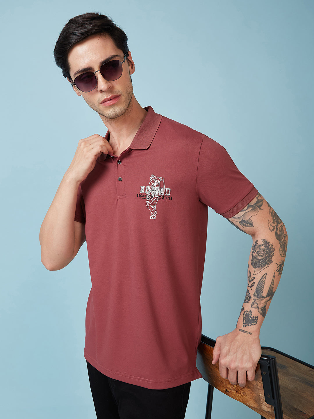 Men's Printed Polo Neck Half Sleeves T-shirts