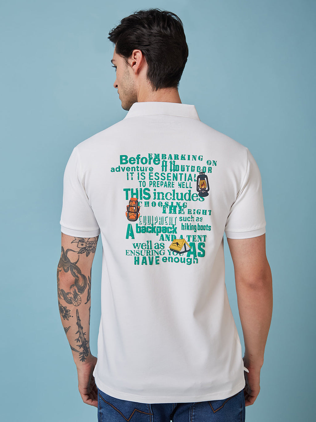 Men's Printed Polo Neck Half Sleeves T-shirt