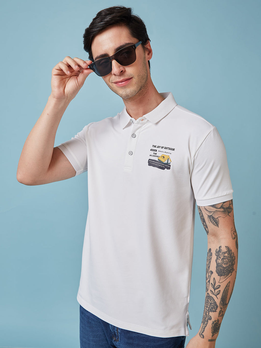 Men's Printed Polo Neck Half Sleeves T-shirt