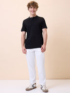 Men's Solid Henley Neck Half Sleeves Regular Fit T-shirt