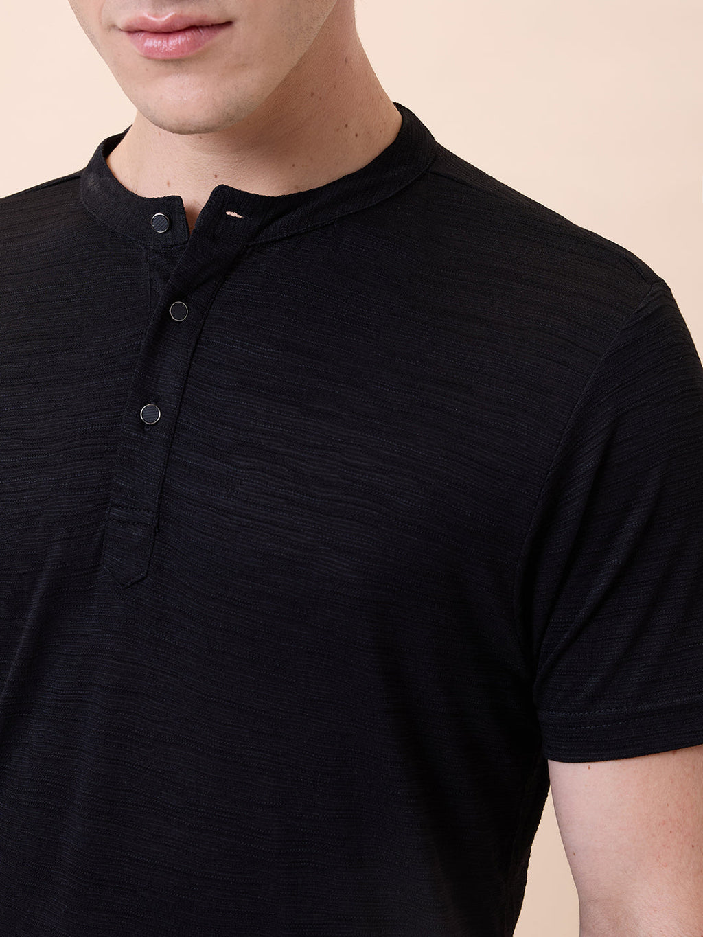 Men's Solid Henley Neck Half Sleeves Regular Fit T-shirt