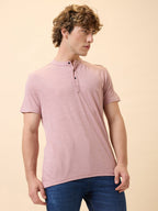 Men's Solid Henley Neck Half Sleeves Regular Fit T-shirt