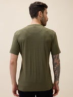 Mens Solid Henley Neck Half Sleeves Regular Fit Tshirt