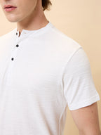 Status Quo Men's Solid Henley Neck Half Sleeves Regular Fit T-shirt