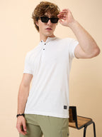 Status Quo Men's Solid Henley Neck Half Sleeves Regular Fit T-shirt
