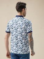 Men's All-Over Floral Print Half Sleeves Regular Fit Polo T-shirt