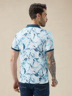 Mens All-Over Tropical Print Half Sleeves Regular Fit Polo T-shirt