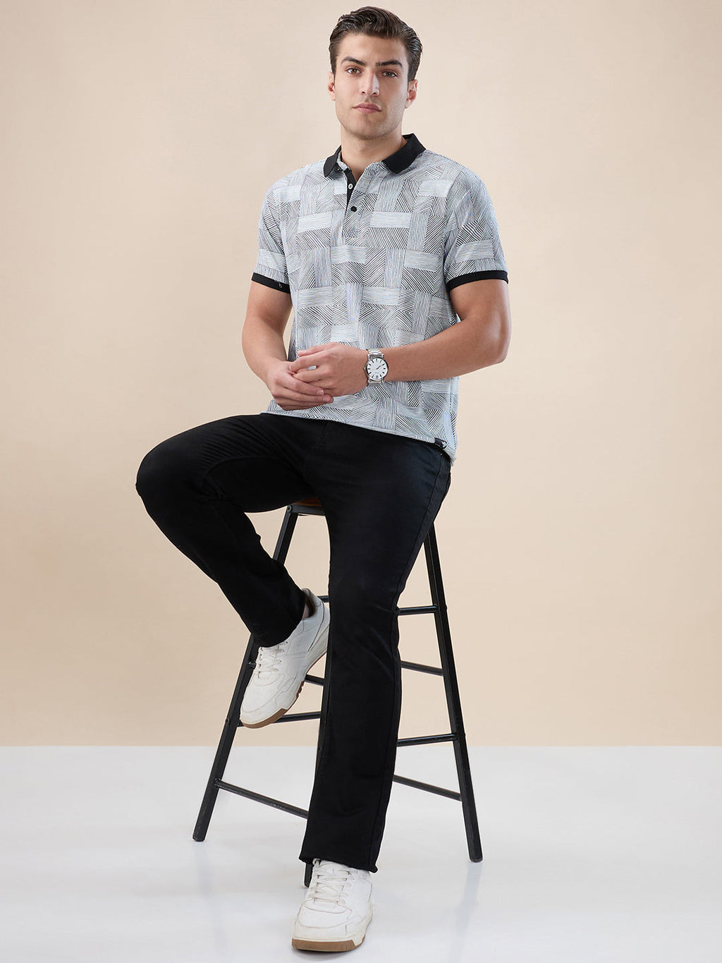 Geometric Print Polo