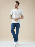 Mens Geometric Textured Polo Neck Half Sleeve Regular Fit T-Shirt