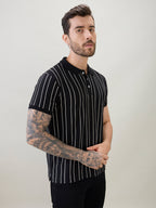 Men's Striped Regular Fit Half Sleeves Polo T-Shirt