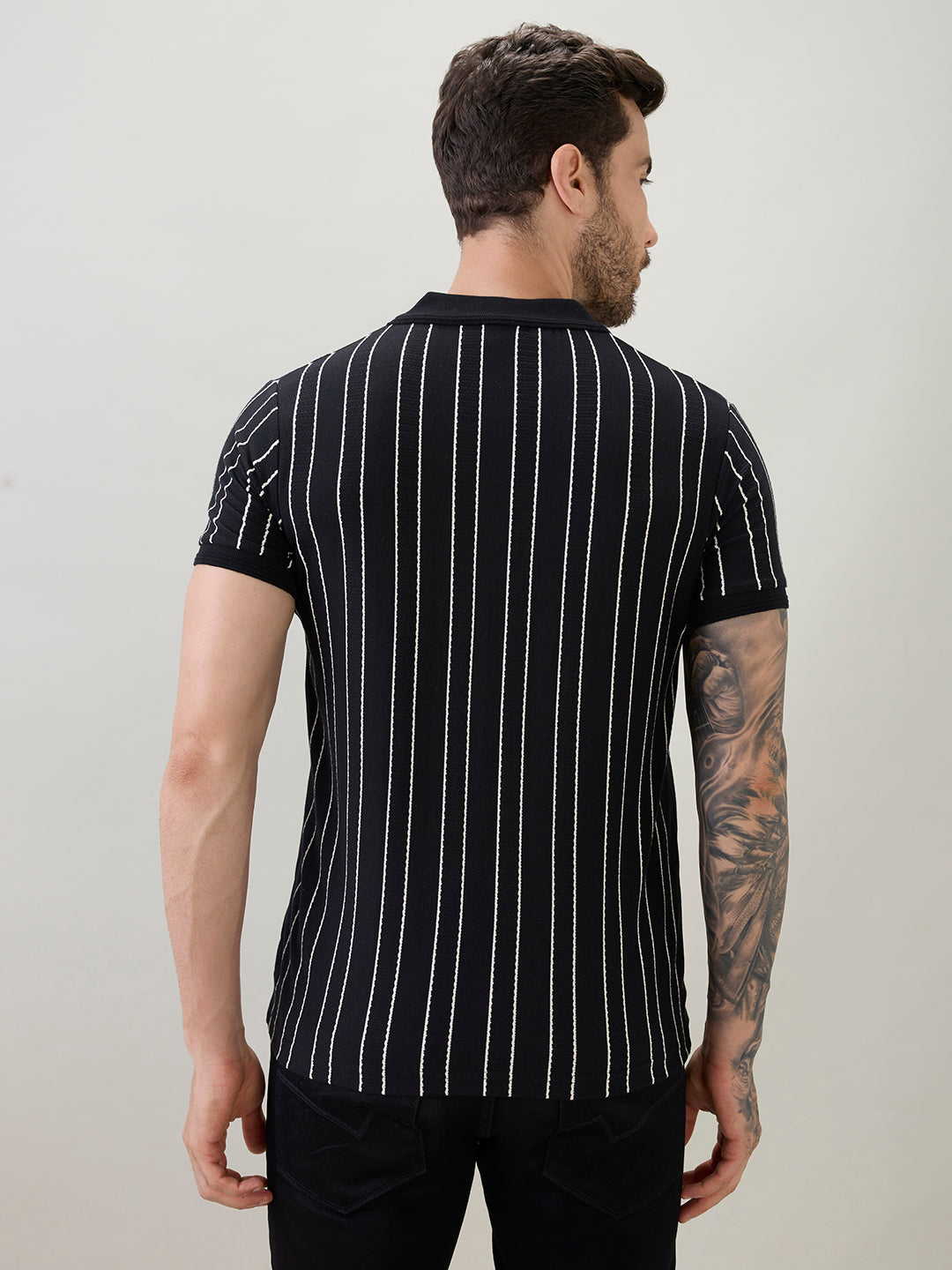Men's Striped Regular Fit Half Sleeves Polo T-Shirt