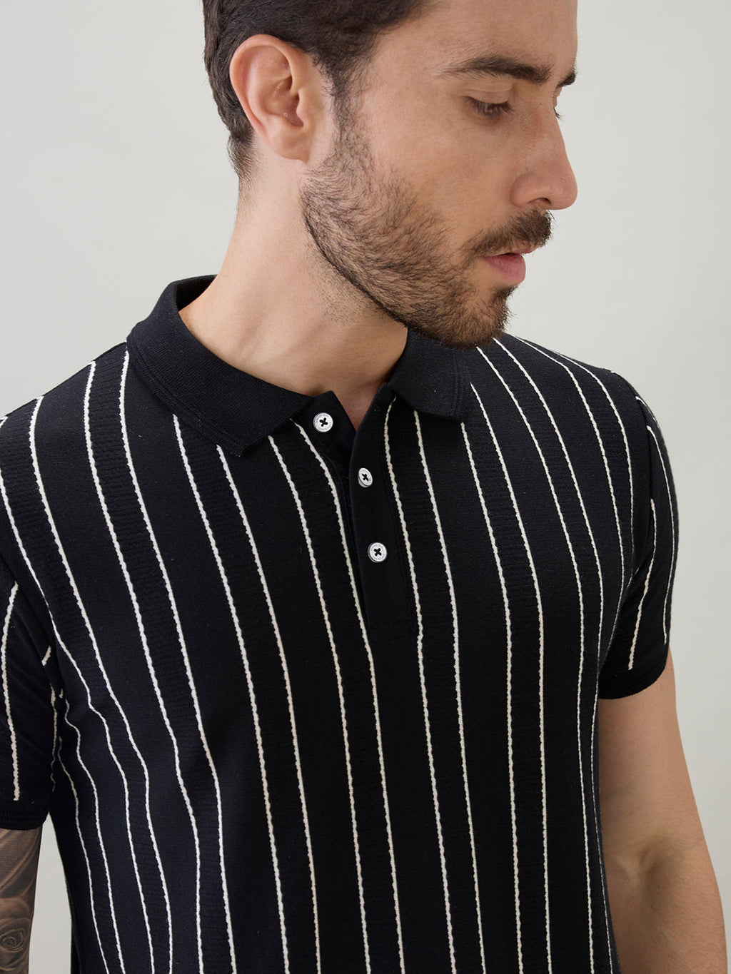 Men's Striped Regular Fit Half Sleeves Polo T-Shirt