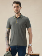 Men's Solid Regular Fit Half Sleeves Polo T-Shirt With Dual Color Tipping