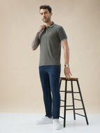 Men's Solid Regular Fit Half Sleeves Polo T-Shirt With Dual Color Tipping