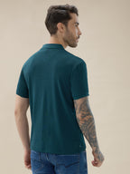 Men's Striped Regular Fit Half Sleeves Polo T-Shirt With Half-Zip Placket