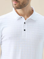 Men's Solid Textured Half Sleeves Regular Fit Polo Tshirt