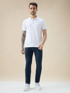 Men's Solid Textured Half Sleeves Regular Fit Polo Tshirt