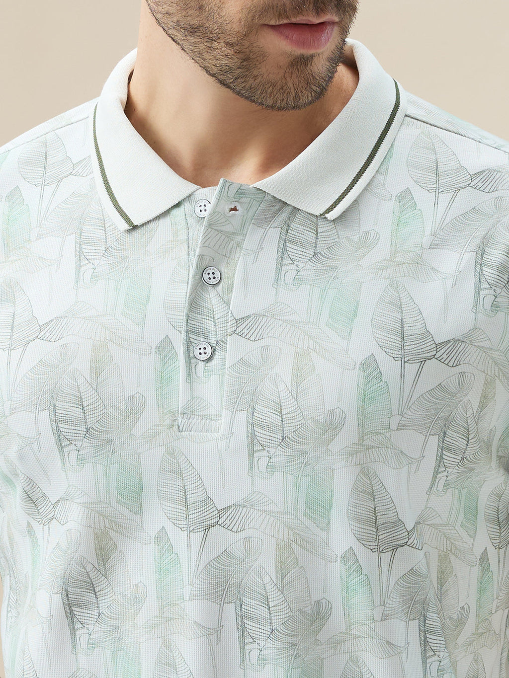 Men's Half Sleeves Regular Fit Tropical Polo Tshirt With Tipping